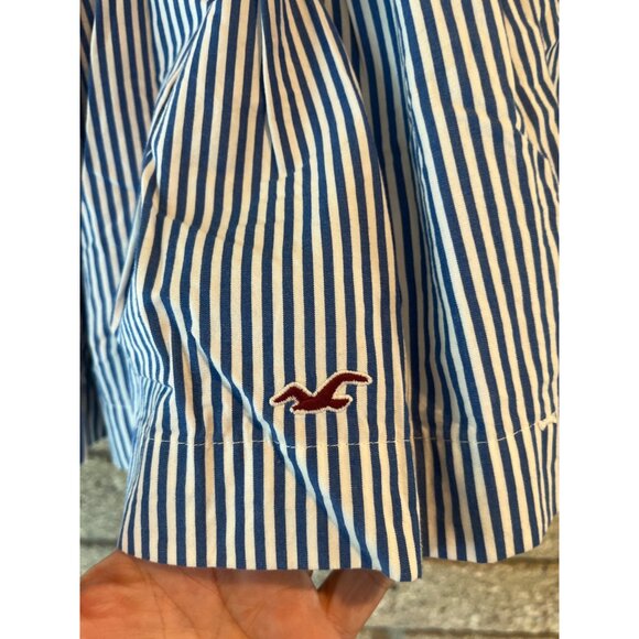 Blue & White Striped Hollister Skater Skirt With Elastic Waistband & Inner Linin - Picture 10 of 10